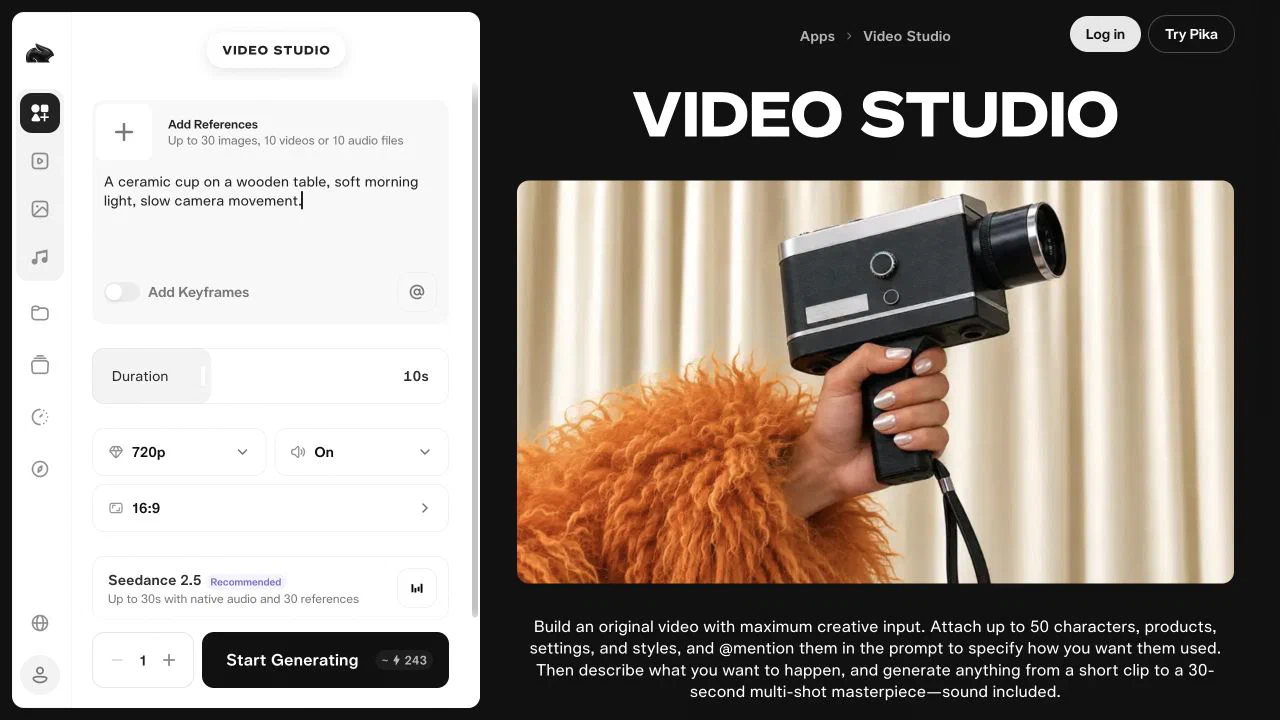 Video Studio 创作参数界面